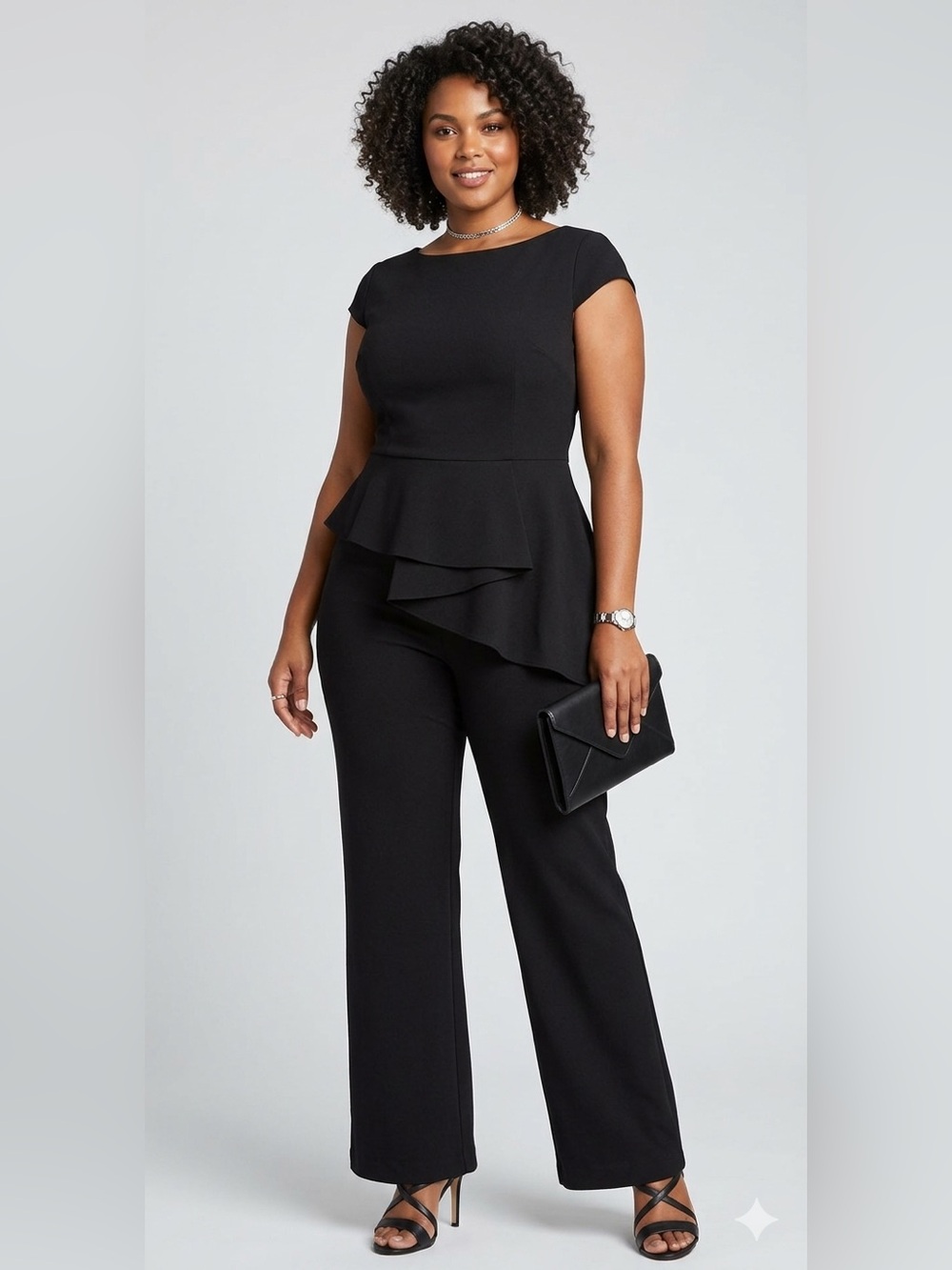 Eliza J Black Peplum Jumpsuit